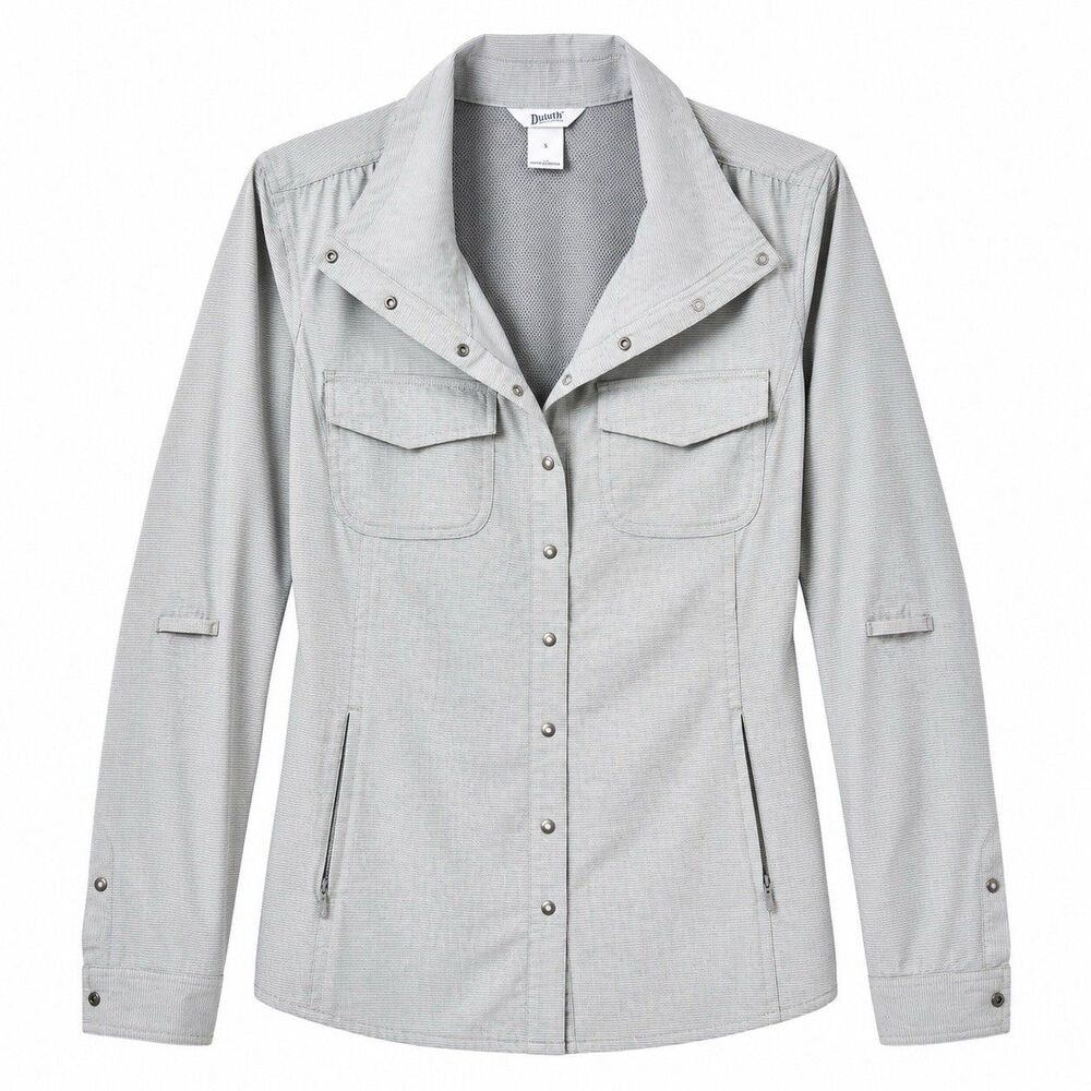 Duluth Trading Co Gray Sol Survivor Sun Protection Shirt Jacket Shacket Women S